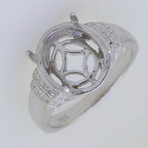 Sterling Silver Semi Mount Ring Setting Oval OV 13x11mm Cabochon White Topaz - Syzjewelry